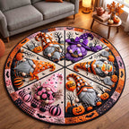 Gnome Halloween Magic Quilted Round Mat Cute Witch Pumpkin Floor Mat Gift For Her