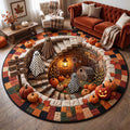 Autumn Boo Quilted Round Mat Cute Halloween Doormat Best Halloween Gifts_
