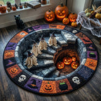Wicked Spirits Quilted Round Mat Halloween Ghost Floor Mat Gifts For Mom