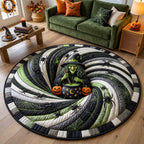 Wicked Witch Quilted Round Mat Gothic Black White Floor Mat Spooky Well Floor Mat