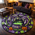 Wicked Witch Quilted Round Mat Spooky Poison Cauldron Floor Mat Halloween Gifts