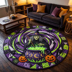 Wicked Witch Quilted Round Mat Spooky Poison Cauldron Floor Mat Halloween Gifts